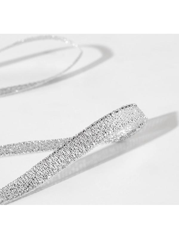 Лента парчовая, 6 мм, 23 ± 1 м, цвет серебряный