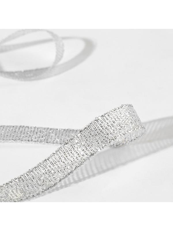 Лента парчовая, 10 мм, 23 ± 1 м, цвет серебряный