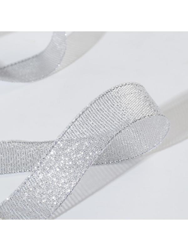 Лента парчовая, 20 мм, 23 ± 1 м, цвет серебряный