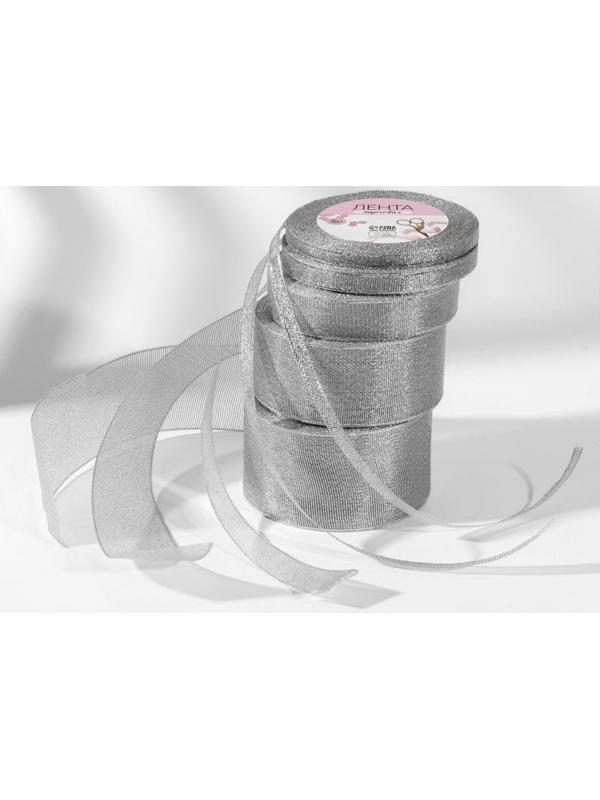 Набор парчовых лент, 5 шт, размер лент: 6/10/20/40/50 мм, 23 ± 1 м, цвет серебряный