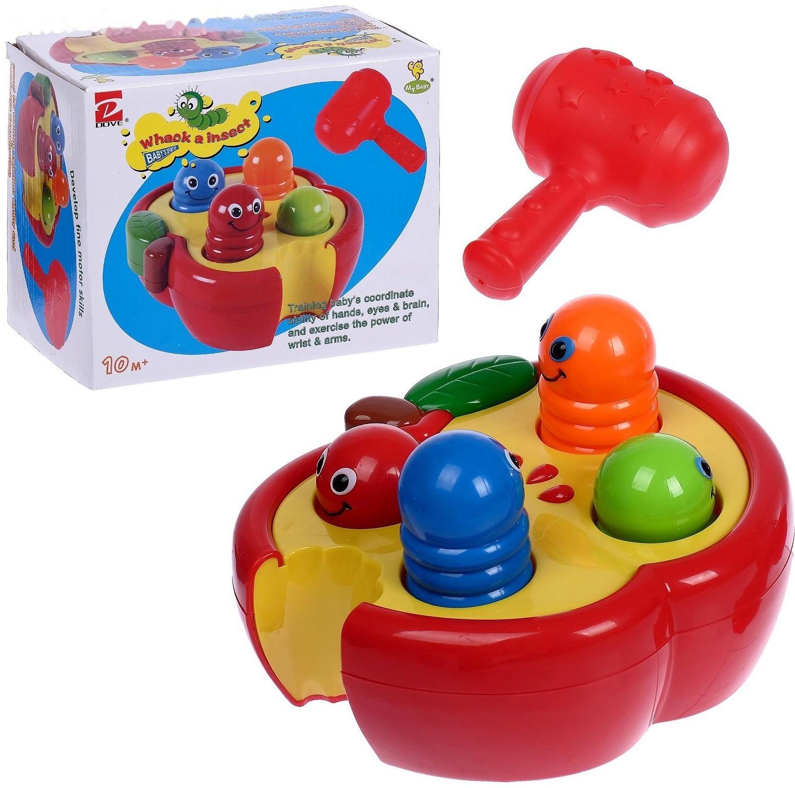 Развивающая игрушка «Стучалка Червячки» с молотком