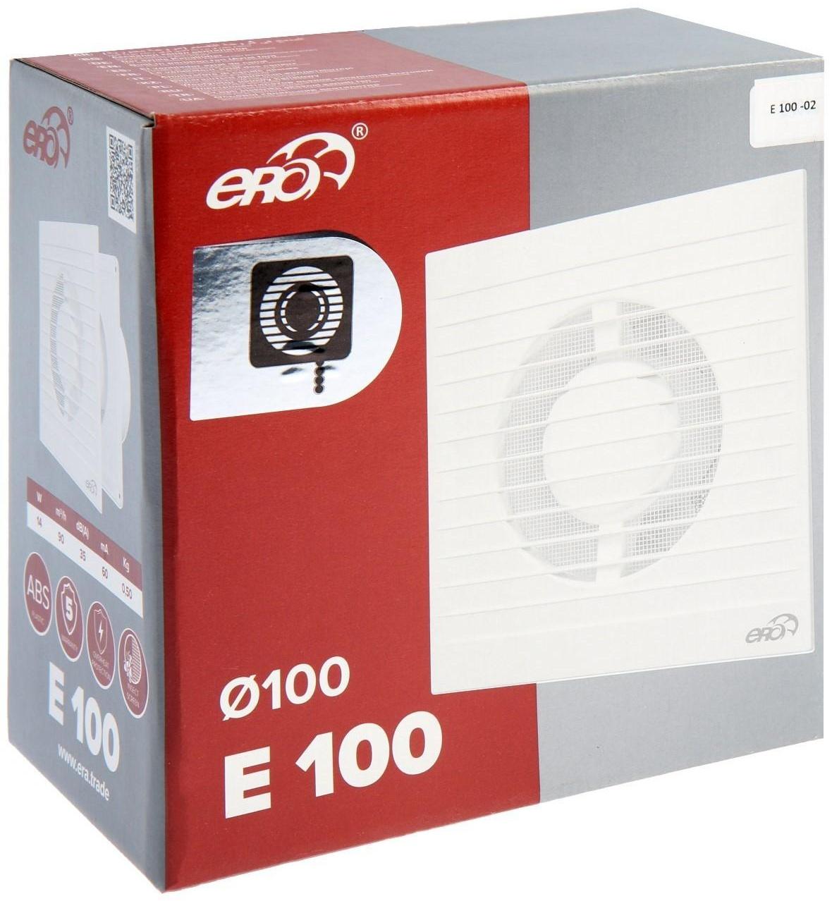 Вентилятор вытяжной ERA E 100-02, 160x160 мм, d=100 мм