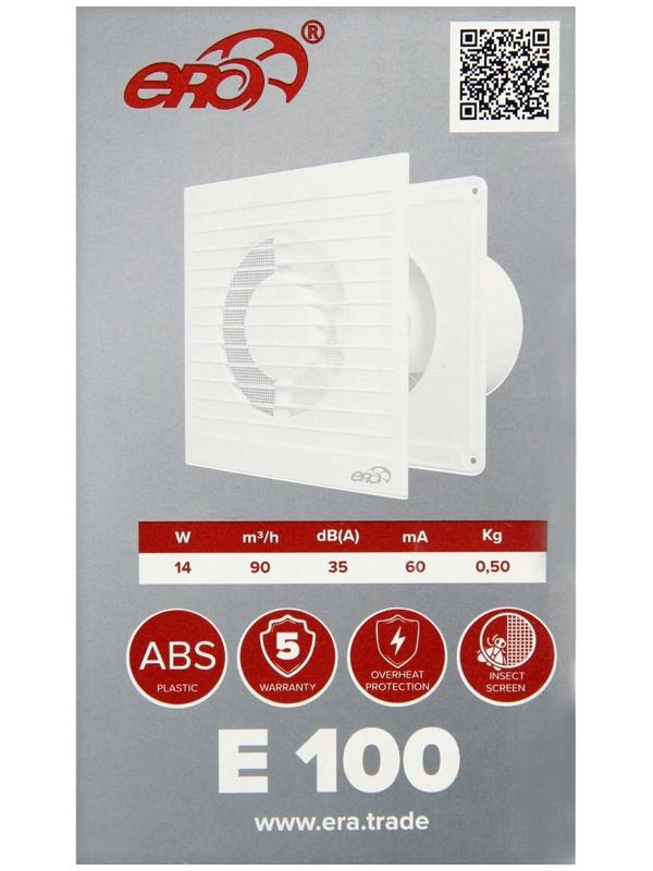 Вентилятор вытяжной ERA E 100-02, 160x160 мм, d=100 мм