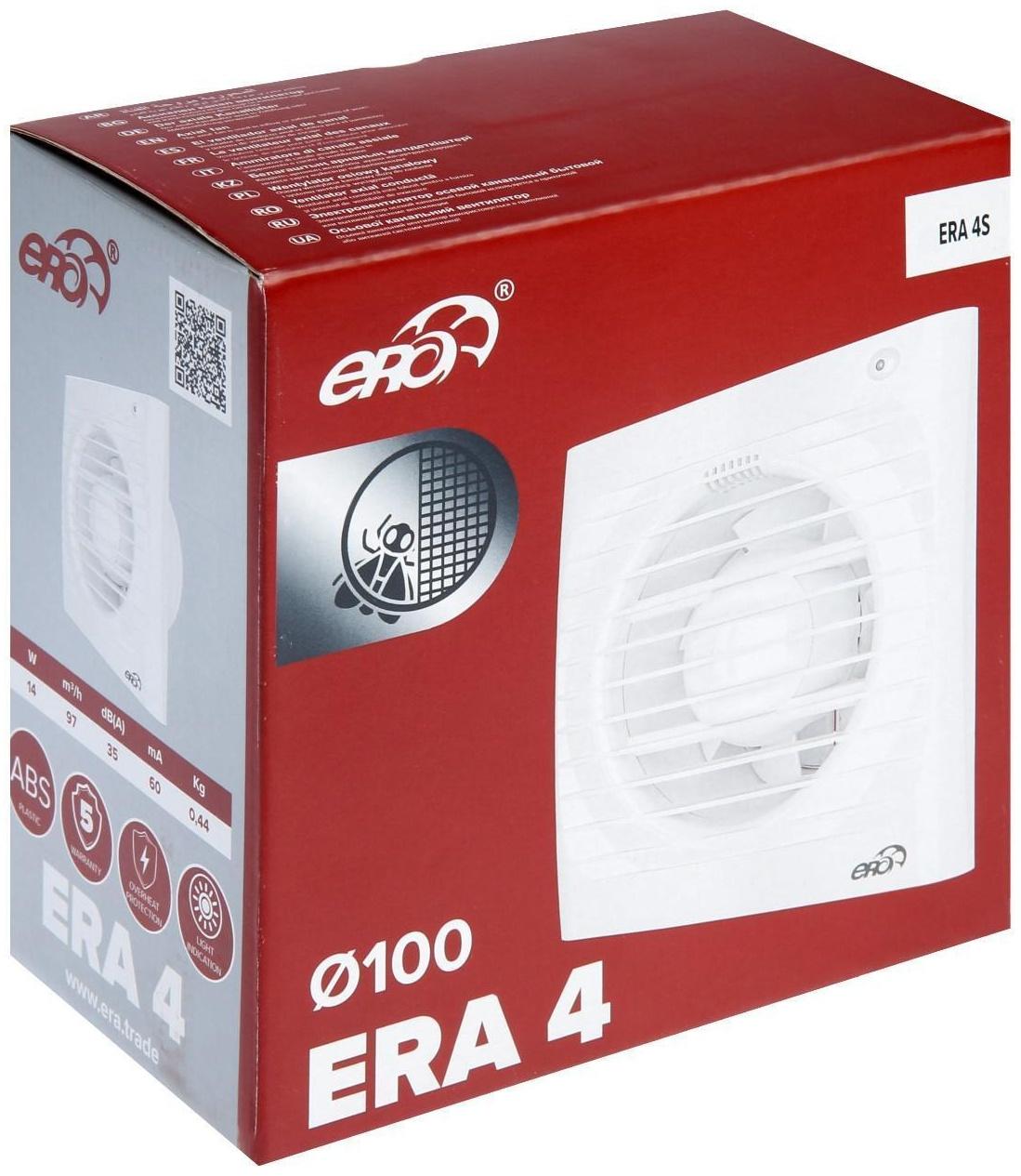 Вентилятор вытяжной ERA 4S, 150x150 мм, d=100 мм, 220‒240 В