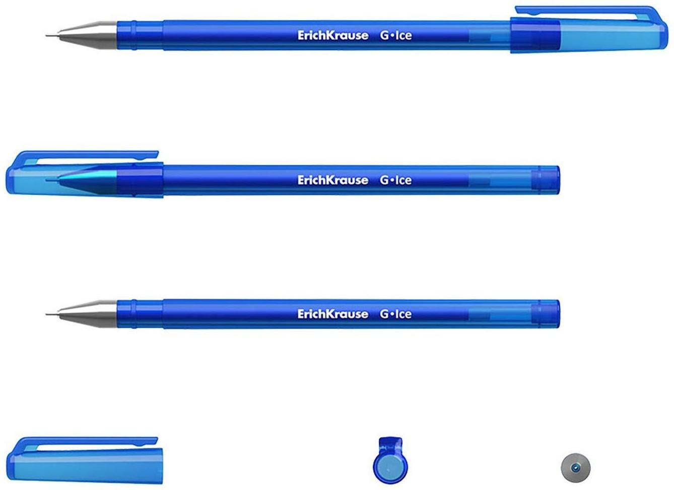 Ручка гелевая ErichKrause G-Ice, чернила синие, узел 0.5 мм, длина линии письма 500 метров