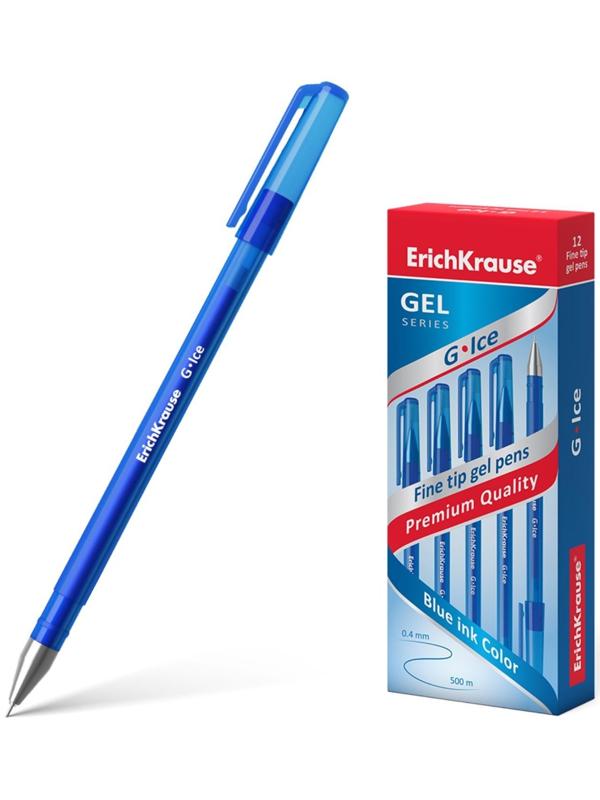 Ручка гелевая ErichKrause G-Ice, чернила синие, узел 0.5 мм, длина линии письма 500 метров