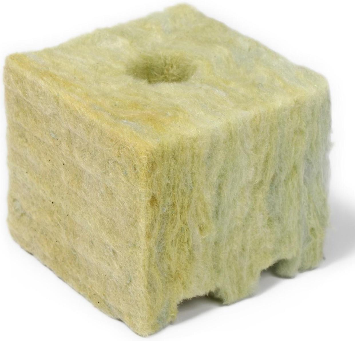 Субстрат минераловатный в кубике, 7.5 × 7.5 × 6.5 см, отверстие 15 × 15 мм, «Эковер»