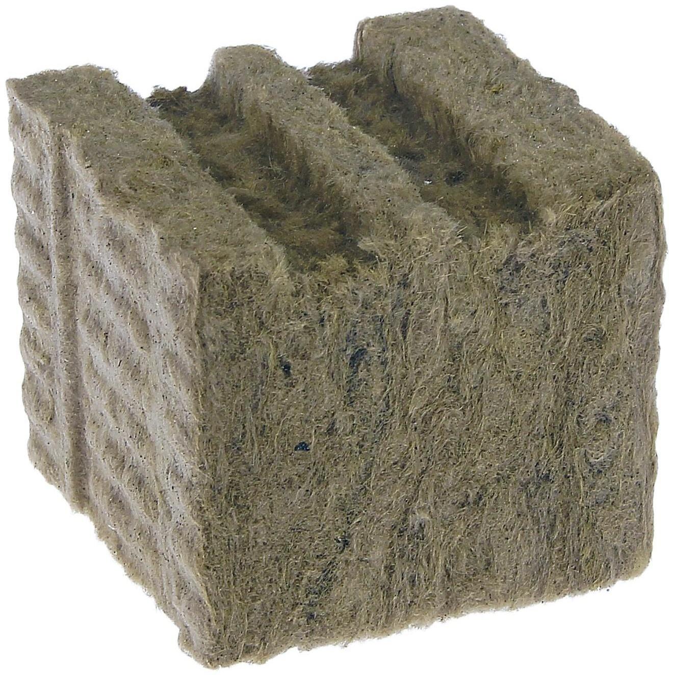 Субстрат минераловатный в кубике, 7.5 × 7.5 × 6.5 см, отверстие 15 × 15 мм, «Эковер»