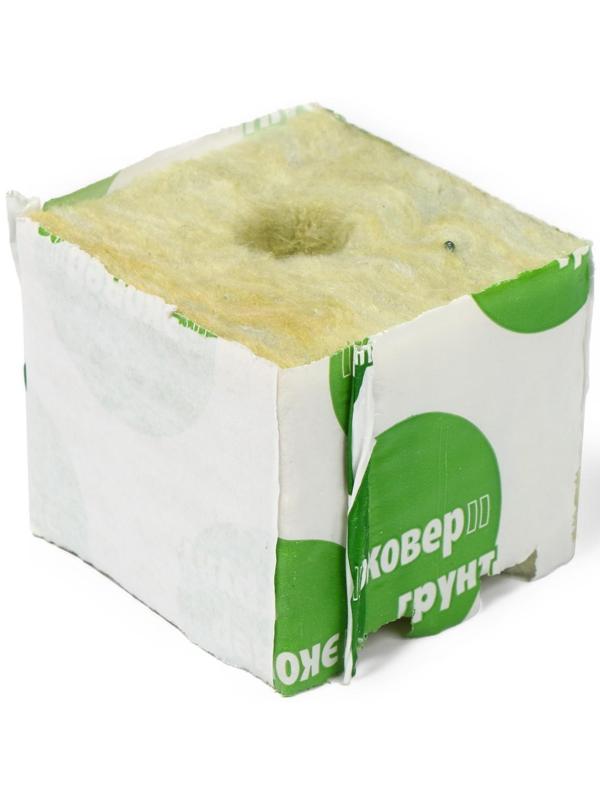 Субстрат минераловатный в кубике, 7.5 × 7.5 × 6.5 см, отверстие 15 × 15 мм, «Эковер»