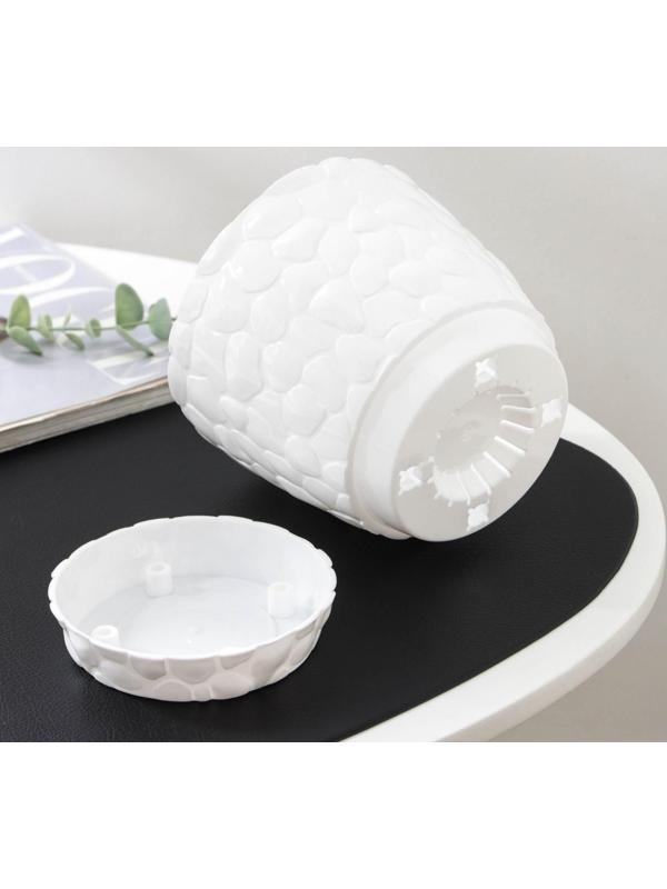 Горшок с поддоном «Камни», 1,4 л, цвет белый