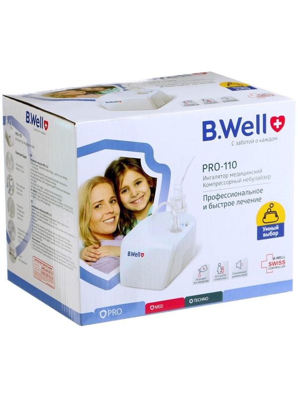 Ингалятор (небулайзер) B.Well PRO-110, компрессорный, 2-8 мл, 54 дБ, белый