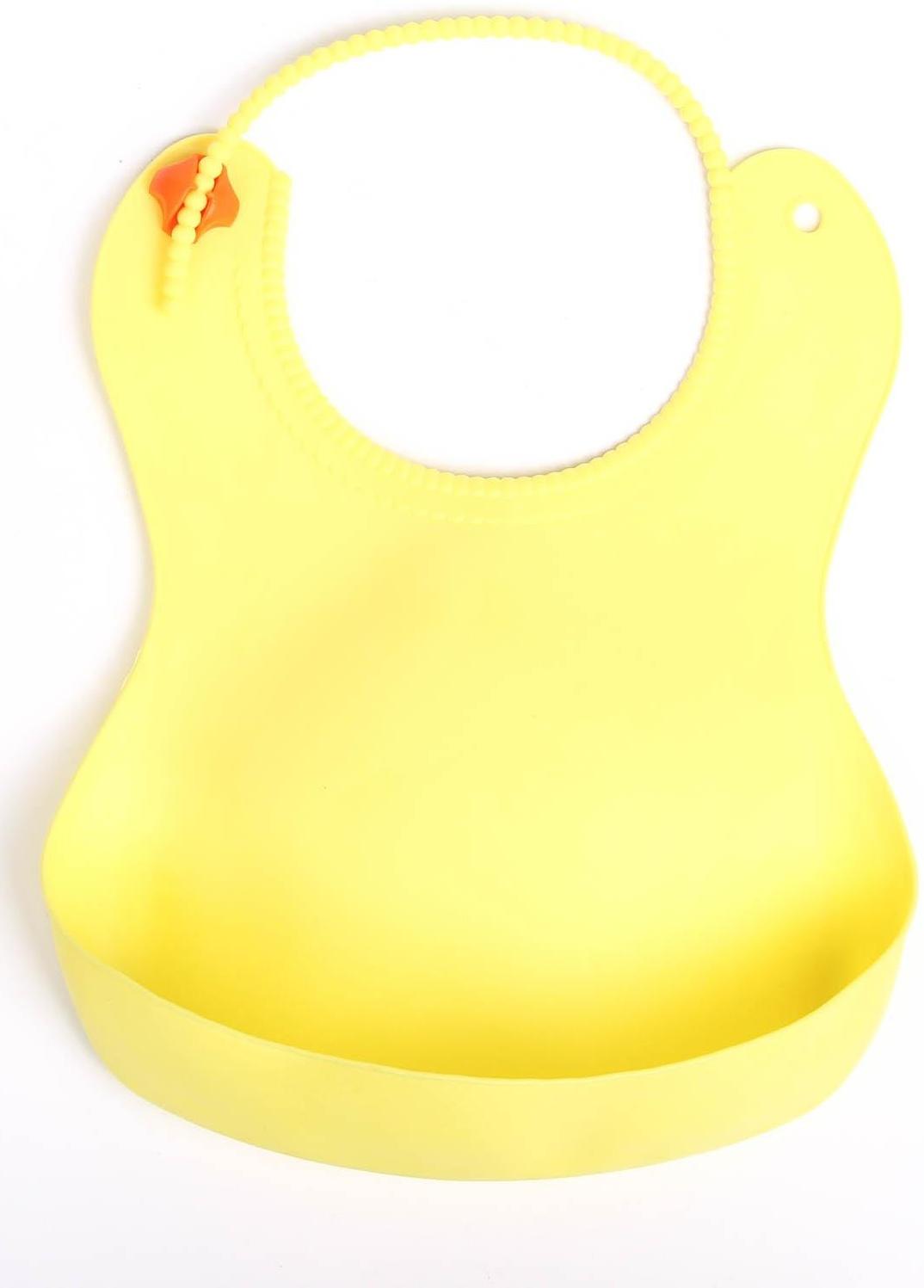 Нагрудник для кормления силиконовый с карманом, цвет жёлтый