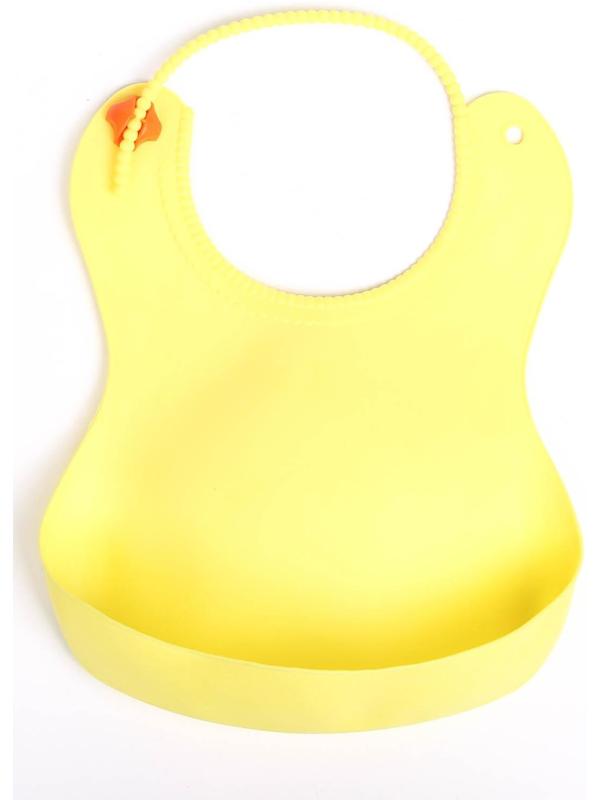 Нагрудник для кормления силиконовый с карманом, цвет жёлтый