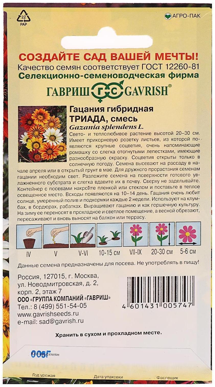 Семена цветов Гацания крупноцветковая 