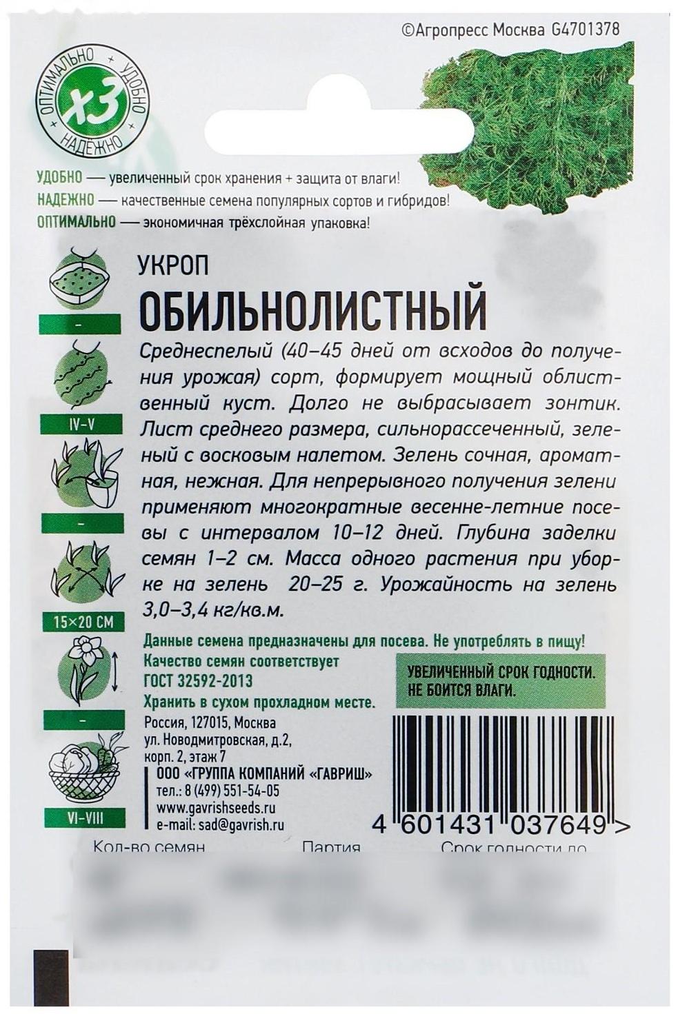 Семена Укроп 