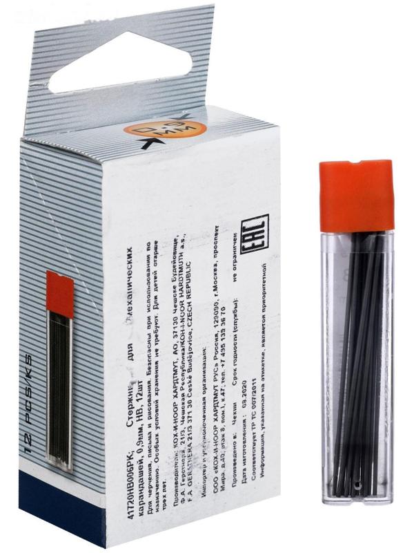 Грифели для механических карандашей 0.9 мм, Koh-I-Noor 4172 НВ, 12 штук, в футляре