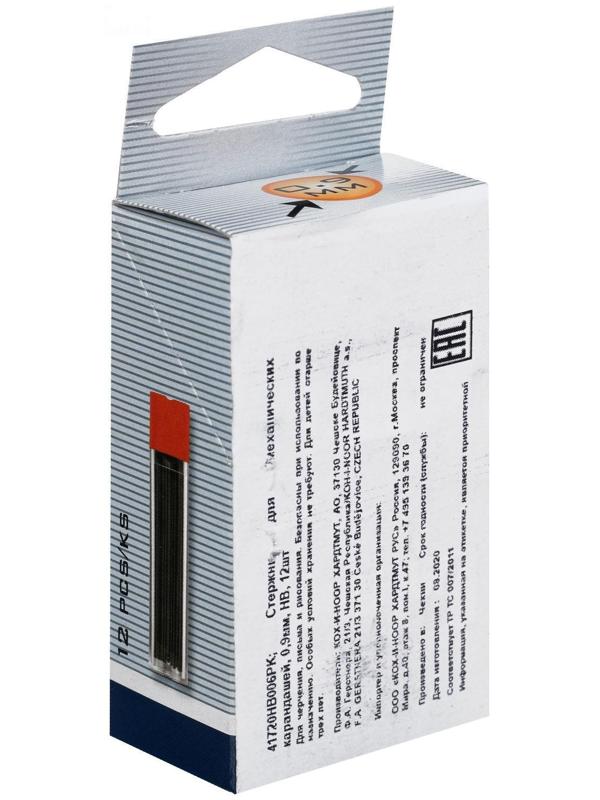 Грифели для механических карандашей 0.9 мм, Koh-I-Noor 4172 НВ, 12 штук, в футляре