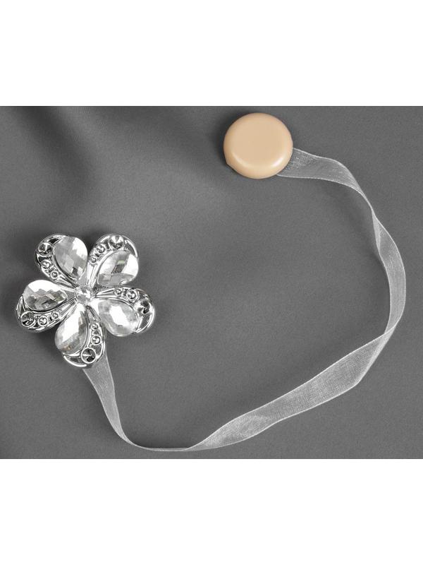 Подхват для штор «Цветок ромашка», d = 5,5 см, цвет серебряный