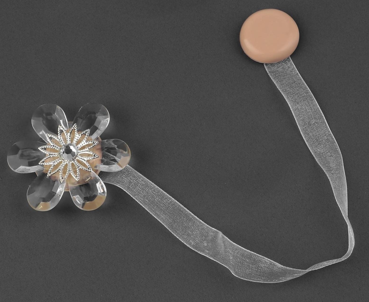 Подхват для штор «Цветок нежный», d = 5,5 см, цвет белый