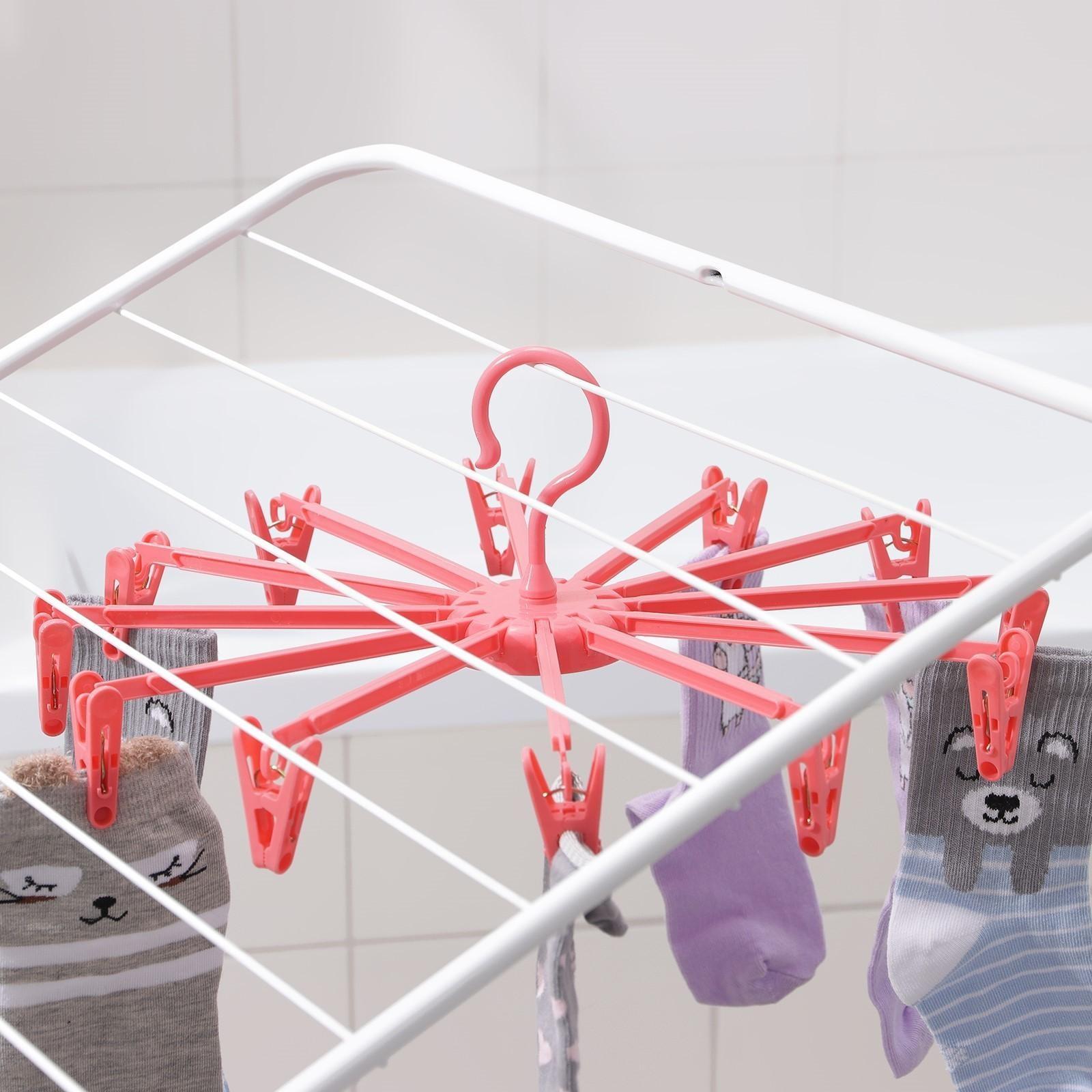 Сушилка для белья подвесная складная, 36×36 см, 12 прищепок, цвет МИКС