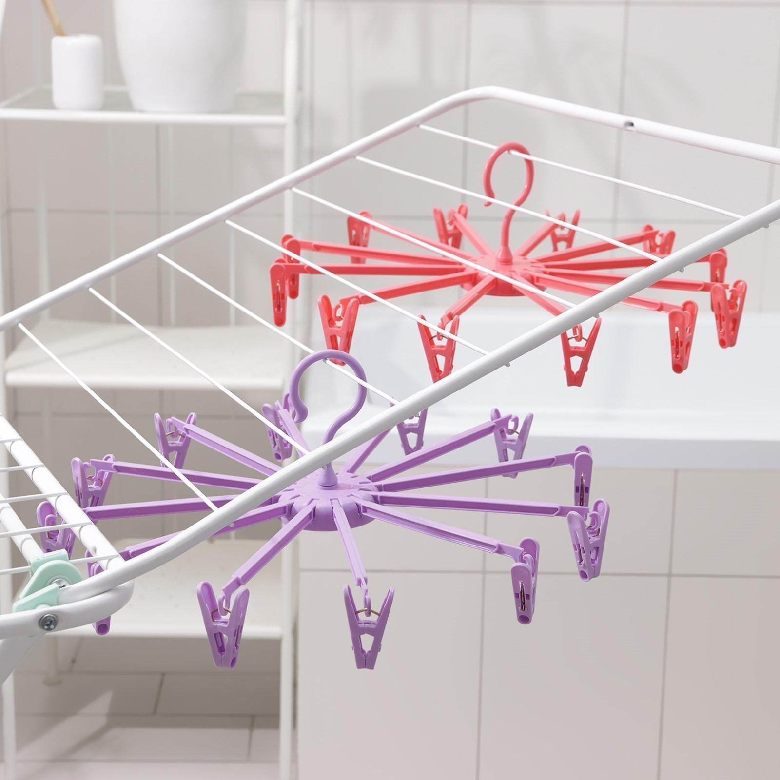 Сушилка для белья подвесная складная, 36×36 см, 12 прищепок, цвет МИКС