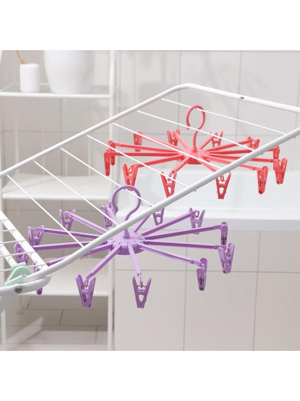 Сушилка для белья подвесная складная, 36×36 см, 12 прищепок, цвет МИКС