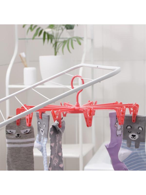 Сушилка для белья подвесная складная, 36×36 см, 12 прищепок, цвет МИКС