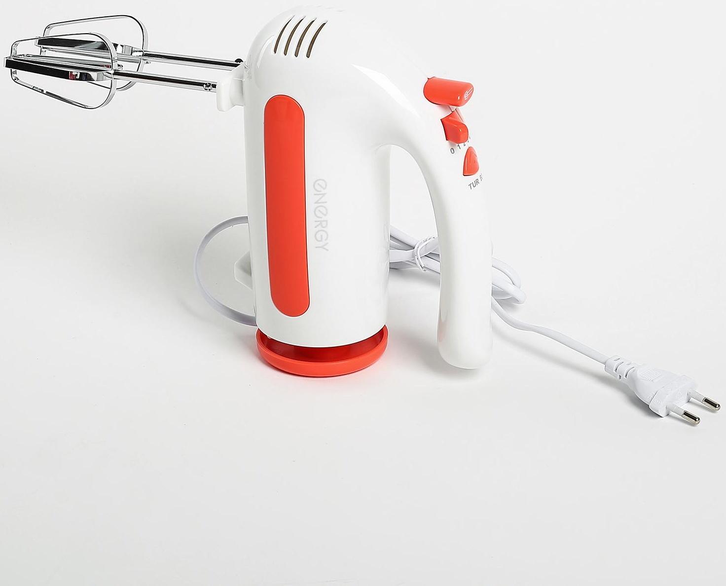 Миксер ENERGY EN-273, стационарный, 200 Вт, 1.5 л, 5 скоростей, бело-красный