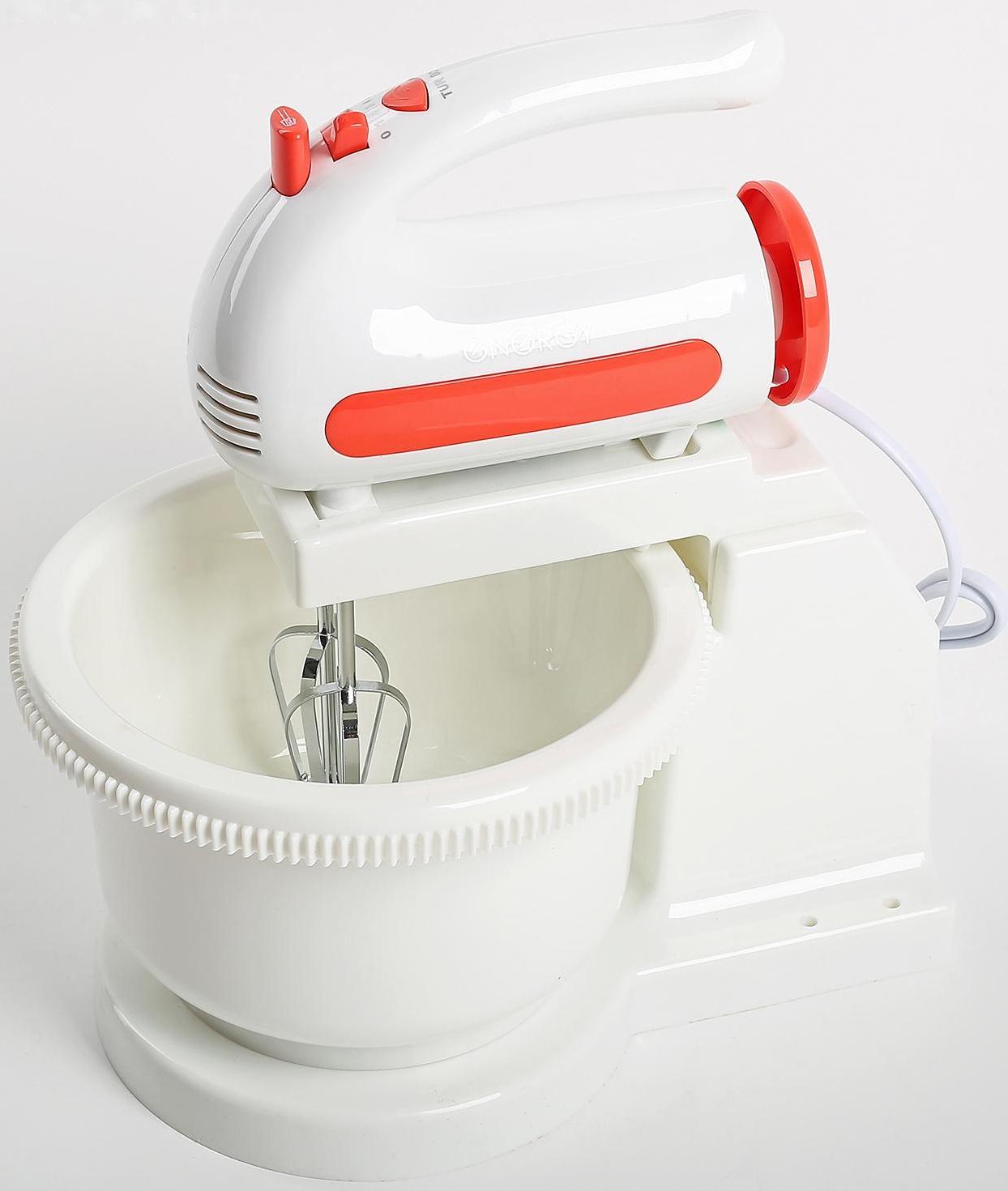Миксер ENERGY EN-273, стационарный, 200 Вт, 1.5 л, 5 скоростей, бело-красный