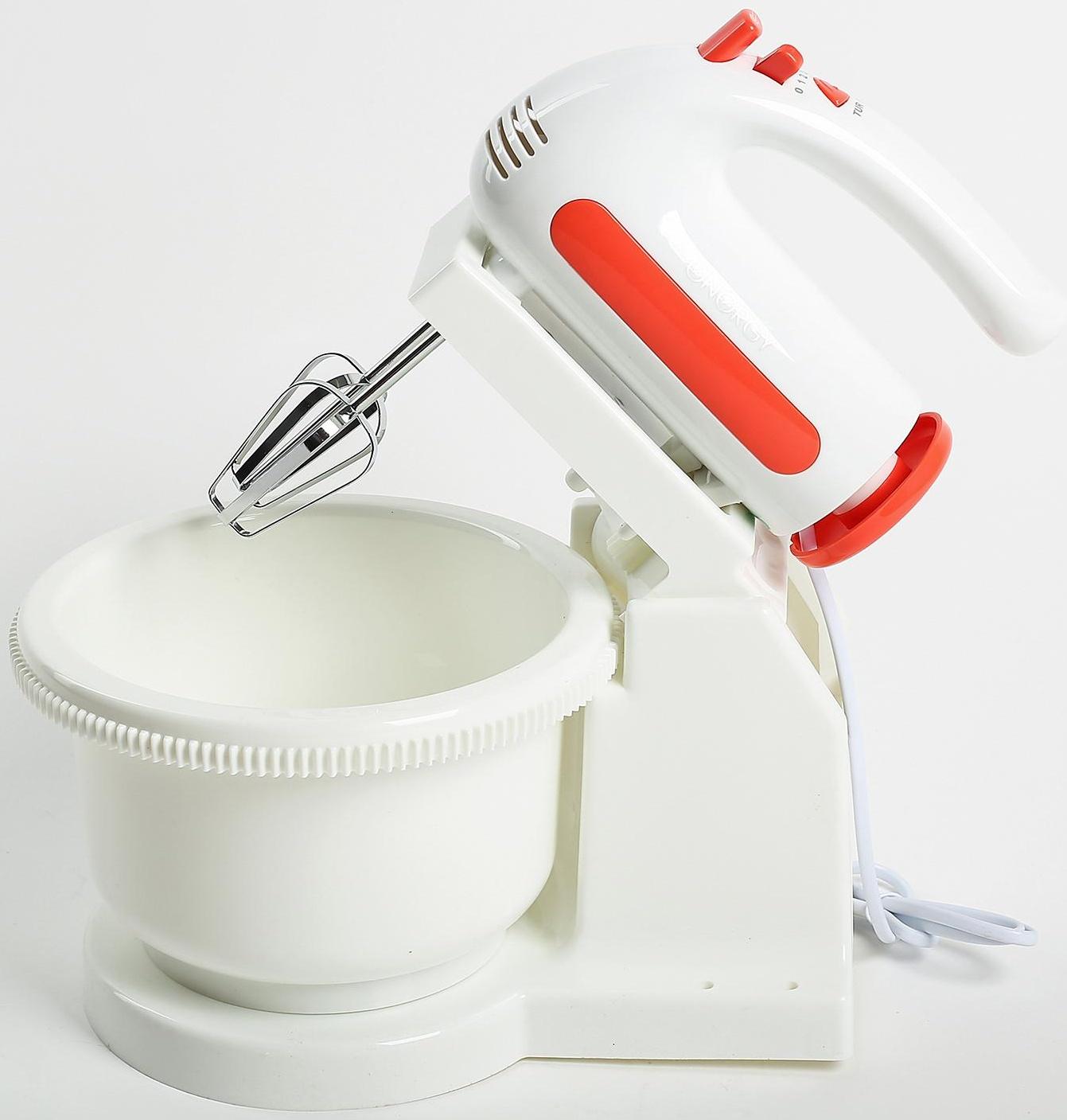 Миксер ENERGY EN-273, стационарный, 200 Вт, 1.5 л, 5 скоростей, бело-красный