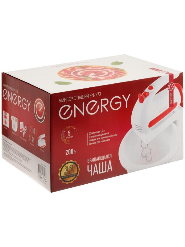 Миксер ENERGY EN-273, стационарный, 200 Вт, 1.5 л, 5 скоростей, бело-красный