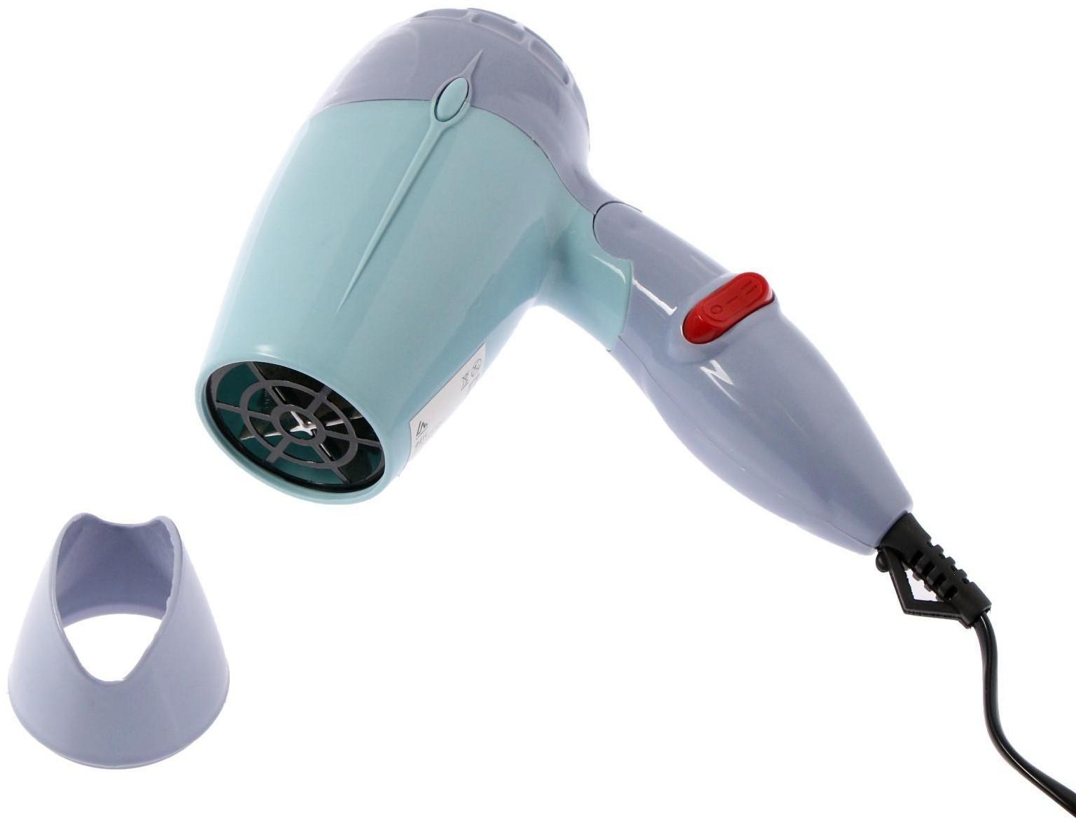 Фен Luazon LF-23, 800 Вт, 2 скорости, 2 режима, складная ручка, голубой
