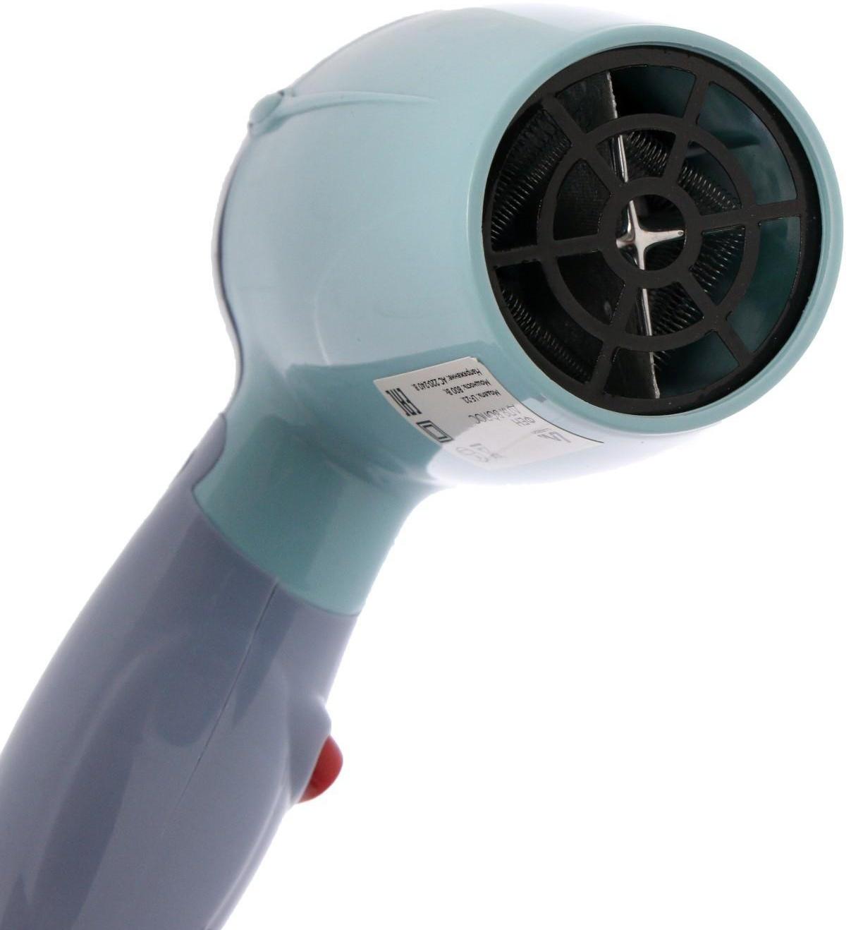 Фен Luazon LF-23, 800 Вт, 2 скорости, 2 режима, складная ручка, голубой