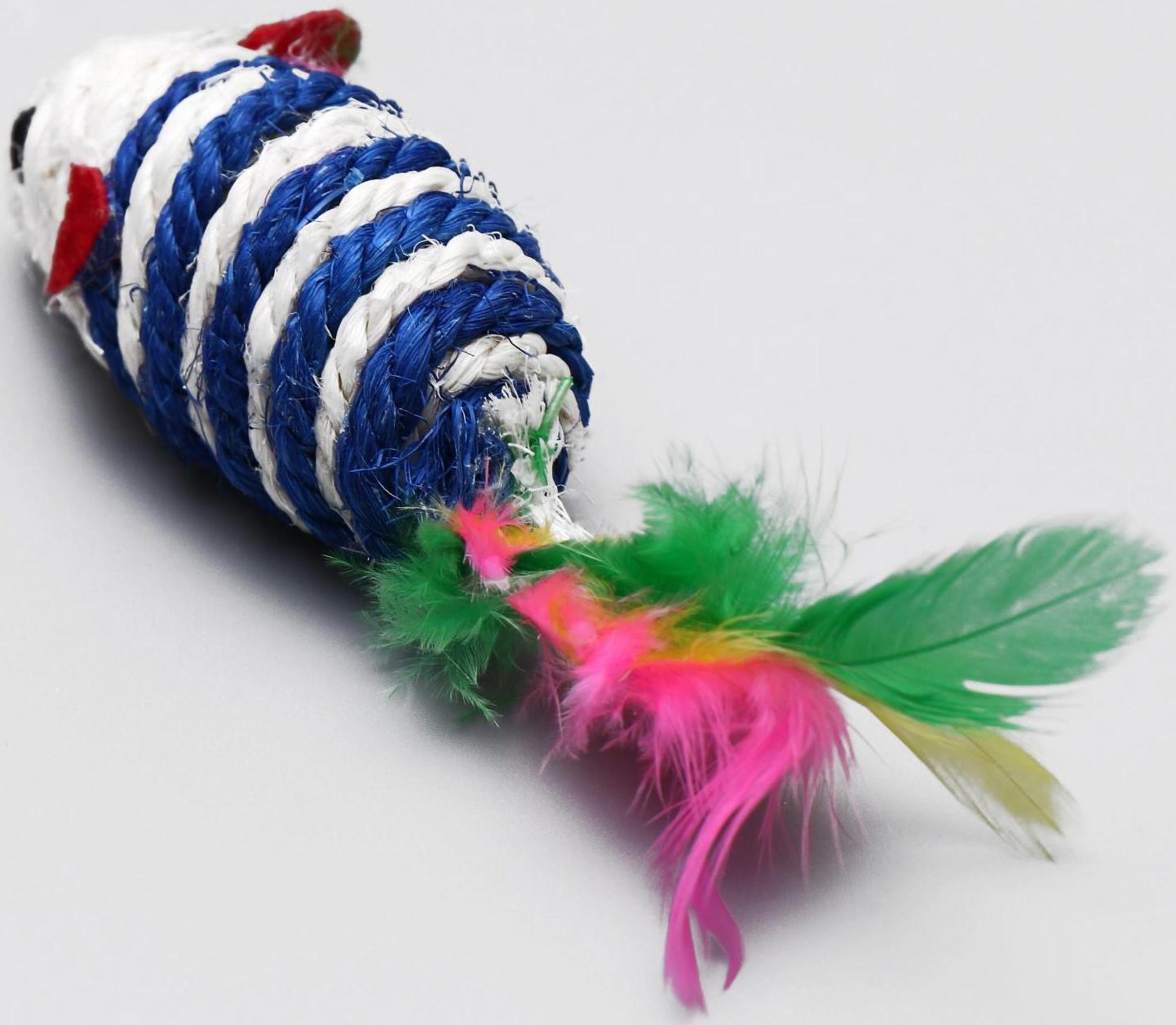 Набор игрушек для кошек: мышь и шарики из сизаля и пластика, микс цветов