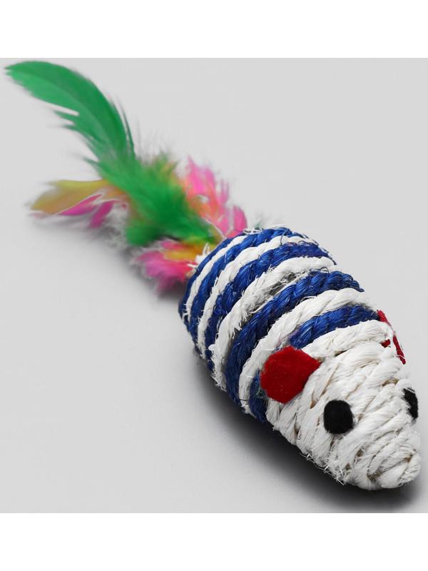 Набор игрушек для кошек: мышь и шарики из сизаля и пластика, микс цветов