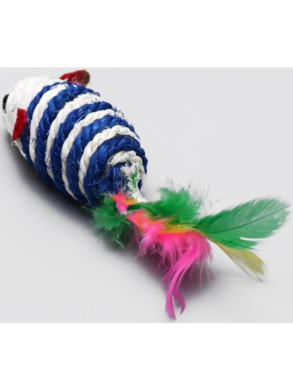 Набор игрушек для кошек: мышь и шарики из сизаля и пластика, микс цветов