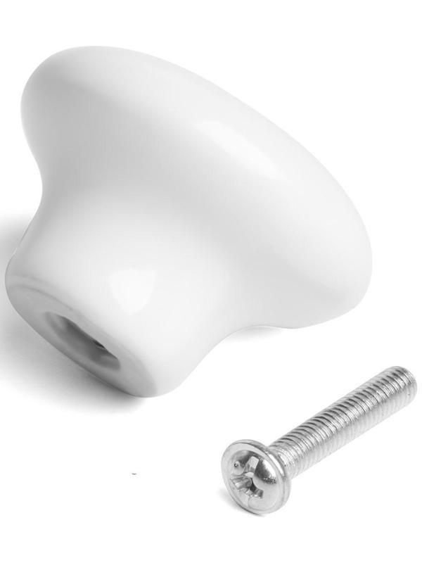 Ручка-кнопка BOWL Ceramics 002, керамическая, белая