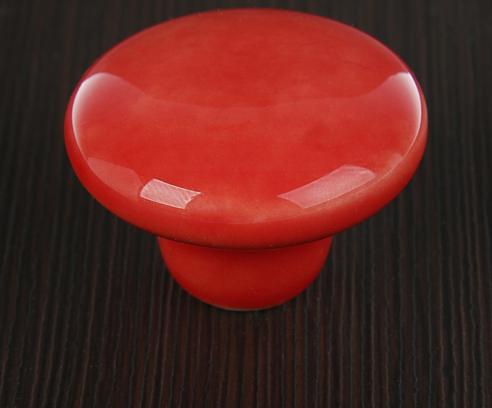 Ручка-кнопка BOWL Ceramics 002, d=38, керамическая, красная