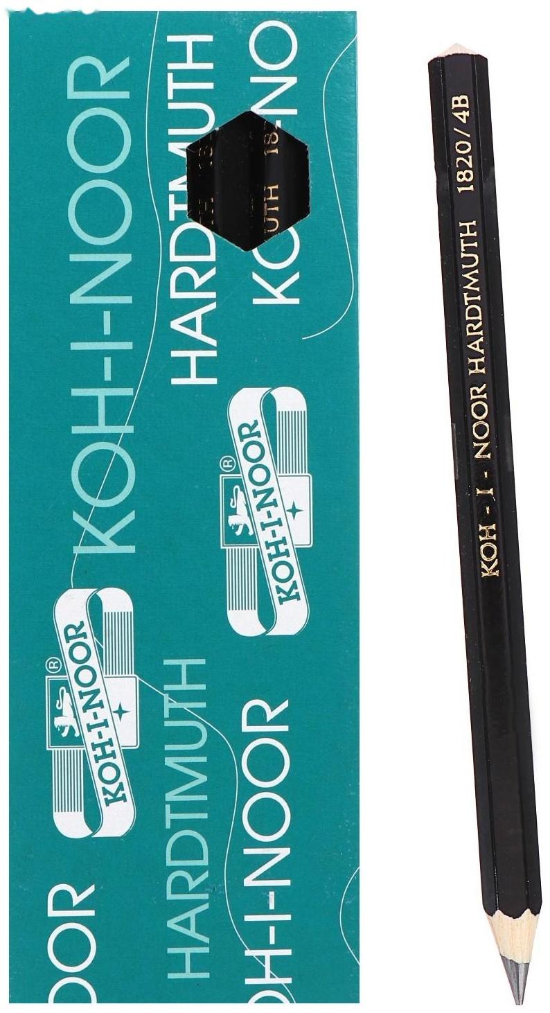 Карандаш утолщенный чернографитный 5.6 мм, Koh-I-Noor Jumbo Black Star 1820 4B, L=175 мм