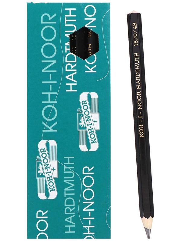 Карандаш утолщенный чернографитный 5.6 мм, Koh-I-Noor Jumbo Black Star 1820 4B, L=175 мм