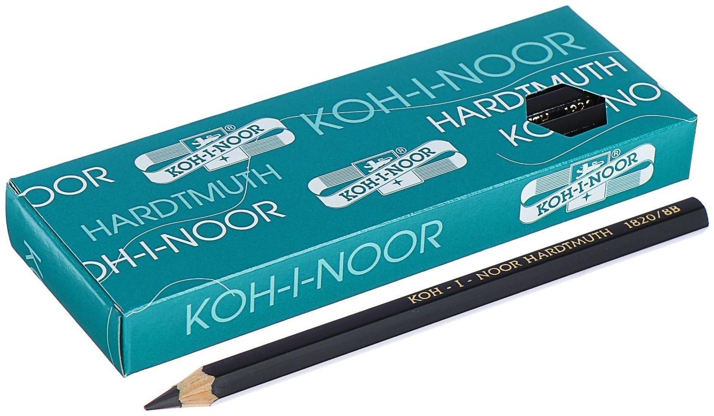 Карандаш утолщенный чернографитный 5.6 мм, Koh-I-Noor Jumbo Black Star 1820 8B, L=175 мм