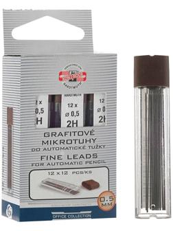 Грифели для механических карандашей 0.5 мм, Koh-I-Noor 4152 2Н, 12 штук, в футляре