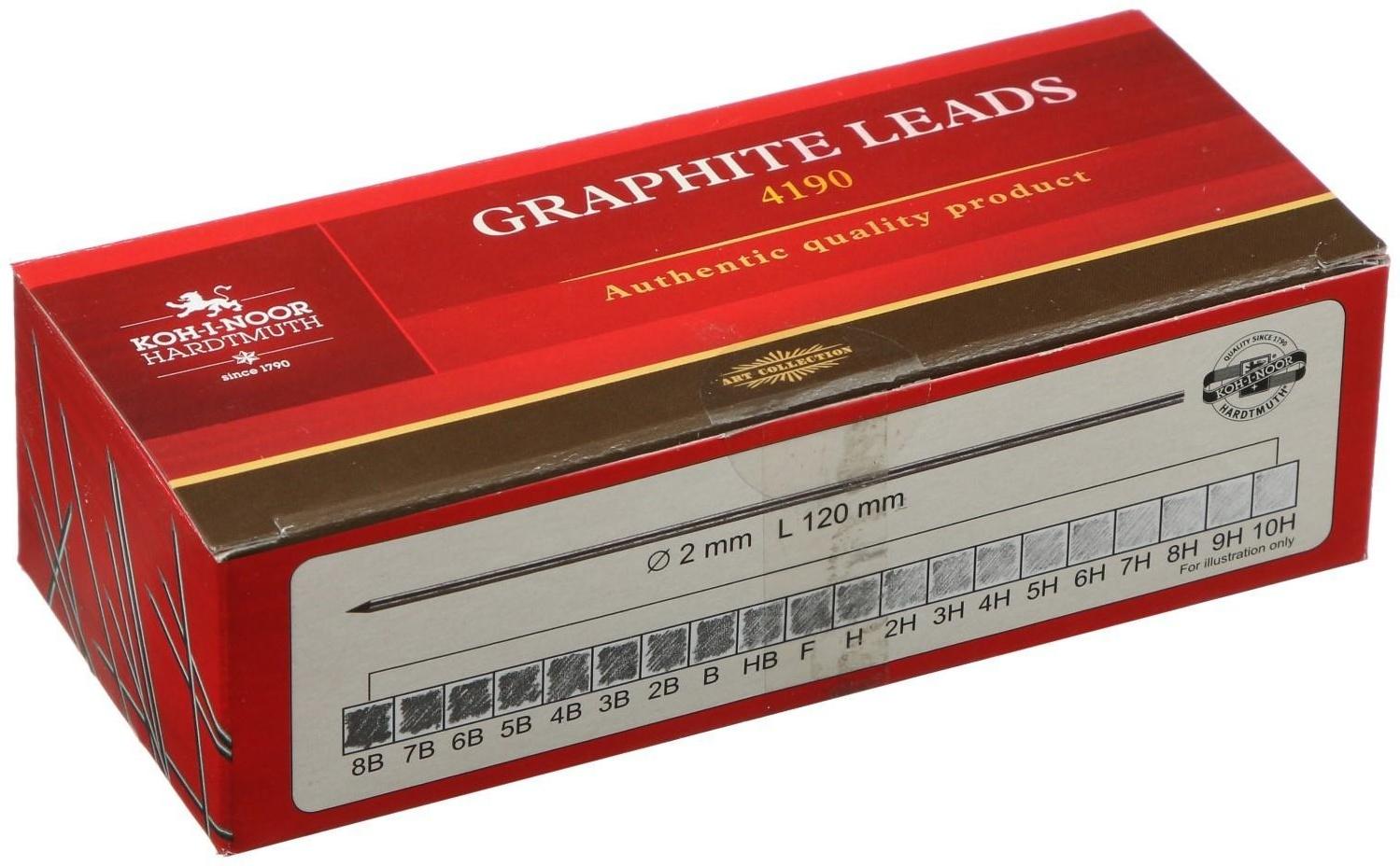 Грифели для цанговых карандашей 2.0 мм, Koh-I-Noor 4190 5В, 12 штук