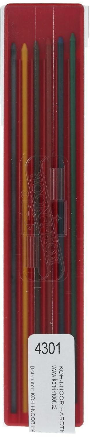 Набор цветных грифелей для цанговых карандашей 2.0 мм, 6 штук Koh-I-Noor 4301