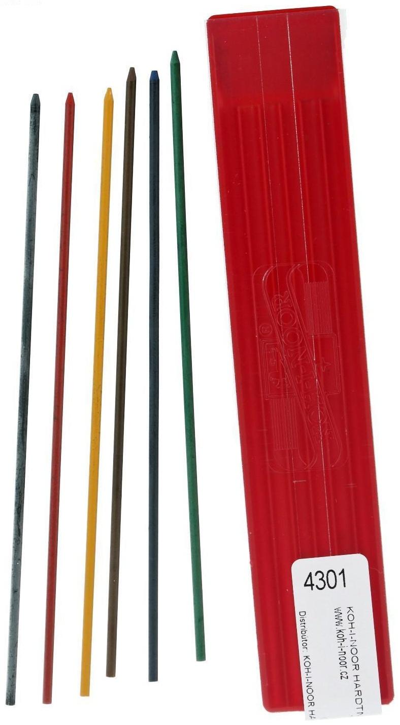 Набор цветных грифелей для цанговых карандашей 2.0 мм, 6 штук Koh-I-Noor 4301