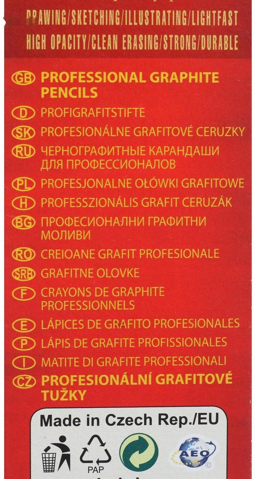 Карандаш профессиональный чернографитный 2.5 мм, Koh-I-Noor 1900 3В, L=175 мм