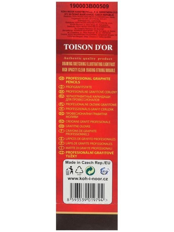 Карандаш профессиональный чернографитный 2.5 мм, Koh-I-Noor 1900 3В, L=175 мм