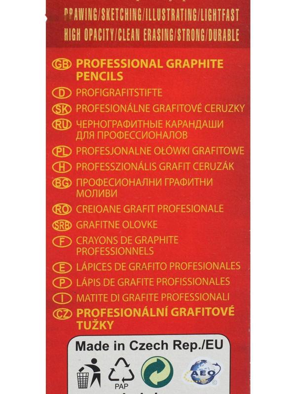 Карандаш профессиональный чернографитный 2.5 мм, Koh-I-Noor 1900 3В, L=175 мм