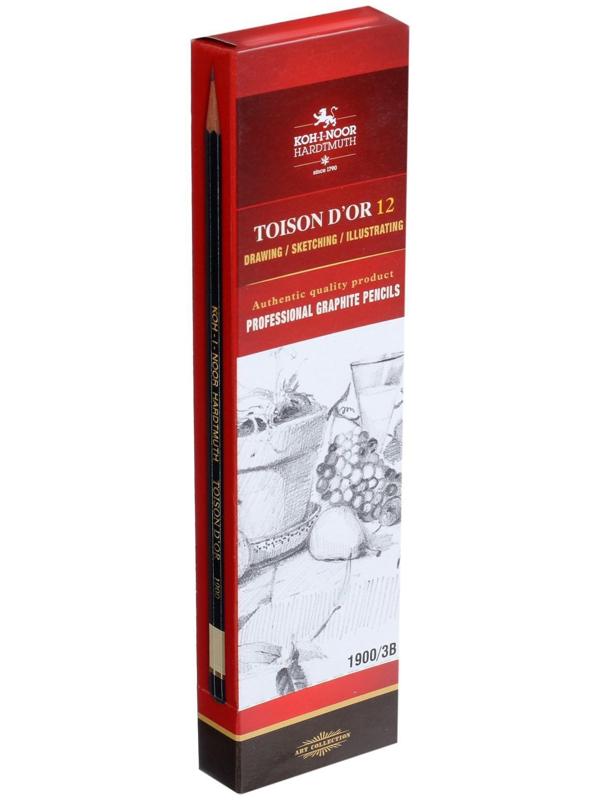 Карандаш профессиональный чернографитный 2.5 мм, Koh-I-Noor 1900 3В, L=175 мм