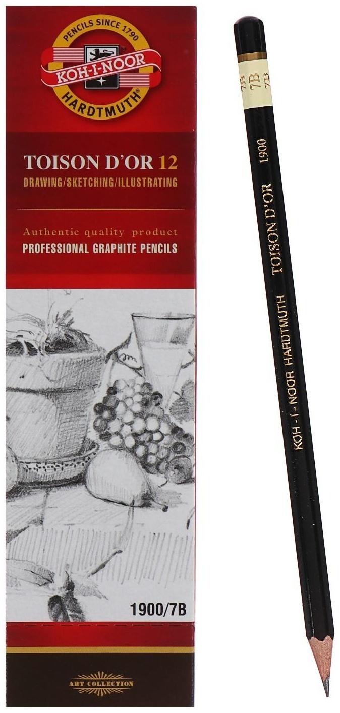 Карандаш профессиональный чернографитный 2.5 мм, Koh-I-Noor 1900 7В, L=175 мм